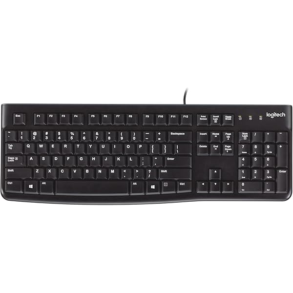K120 Wired Keyboard for Windows, USB Plug-and-Play, Full-Size, Spill-Resistant, Curved Space Bar, Compatible with PC, Laptop - Black