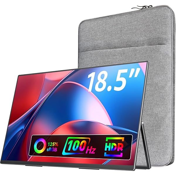 Large Portable Monitor-18.5 Inch Computer Gaming Display 100Hz 125% sRGB FHD 1080P USB-C HDMI IPS Screen for Laptop Mac Surface PC PS4/PS5 Xbox Built-in Kickstand, Speakers, VESA Mountable